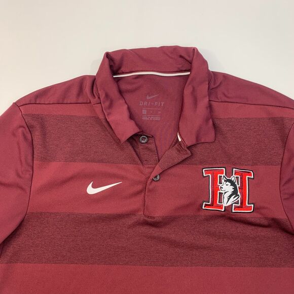 Nike Hamilton Huskies Polo Shirt Mens S Small Maroon Dri Fit Performance Golf - Picture 4 of 11